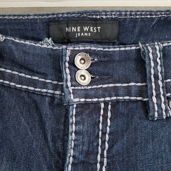 Nine West Women's Embellsished Stretch Denim Boot Cut Blue Jeans Size 6 - Picture 4 of 11